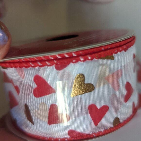 NWT 4 Rolls Red Pink Heart Ribbon Happy Valentine's Day Galentine's Crafts Home - Picture 2 of 7